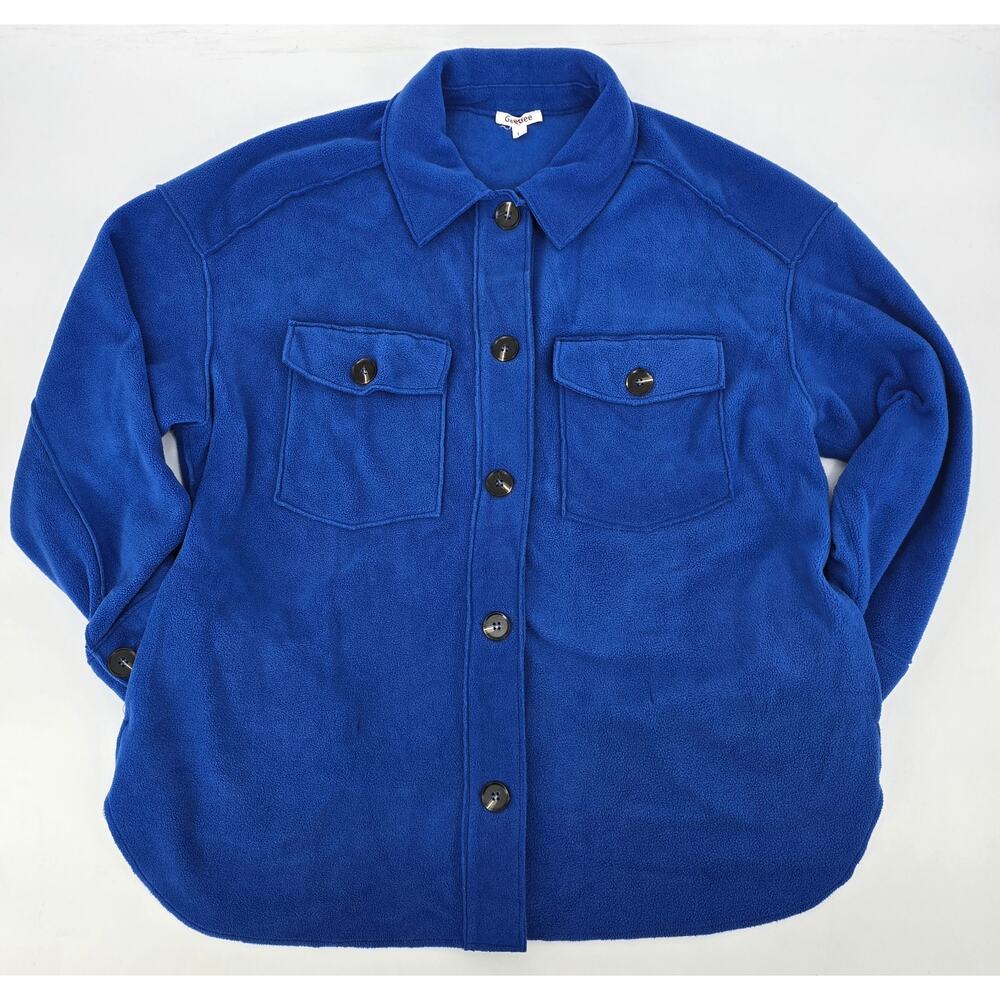 GeeGee Women’s Oversized Fleece Shacket – Royal Blue – Size L